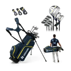 15 teilges Komplett Golfschläger Set Golf Set mit Golftasche & Regenhaube Gelb
