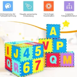 72-teilige Bodenpuzzle-Spielmatte für Kinder Puzzlematte Kinder Spielmatte 31,5 x 31,5 x 1 cm Bunt