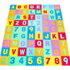 72-teilige Bodenpuzzle-Spielmatte für Kinder Puzzlematte Kinder Spielmatte 31,5 x 31,5 x 1 cm Bunt