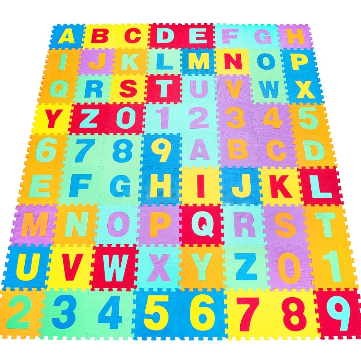 72-teilige Bodenpuzzle-Spielmatte für Kinder Puzzlematte Kinder Spielmatte 31,5 x 31,5 x 1 cm Bunt