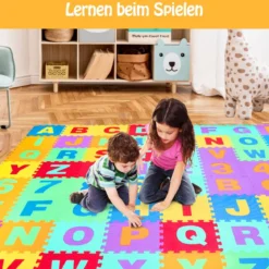 72-teilige Bodenpuzzle-Spielmatte für Kinder Puzzlematte Kinder Spielmatte 31,5 x 31,5 x 1 cm Bunt