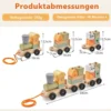 3-teilige Holzeisenbahn-Set mit stapelbaren Bausteinen niedlichen Tiermustern & Hakenverbindungen