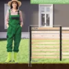 3-teiliger Gartenzaun aus Tannenholz mit Erdspieße & Verstellbarem Winkel Dekorativer Sichtschutzzaun