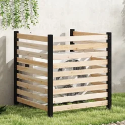 3-teiliger Gartenzaun aus Tannenholz mit Erdspieße & Verstellbarem Winkel Dekorativer Sichtschutzzaun
