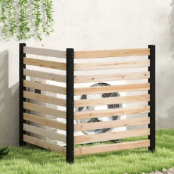 4-teiliger Gartenzaun mit Holzpfählen Sichtschutzzaun Dekorativer Steckzaun Natur