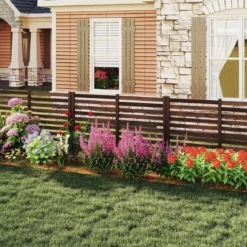 4-teiliger Gartenzaun mit Holzpfählen Sichtschutzzaun Dekorativer Steckzaun Braun