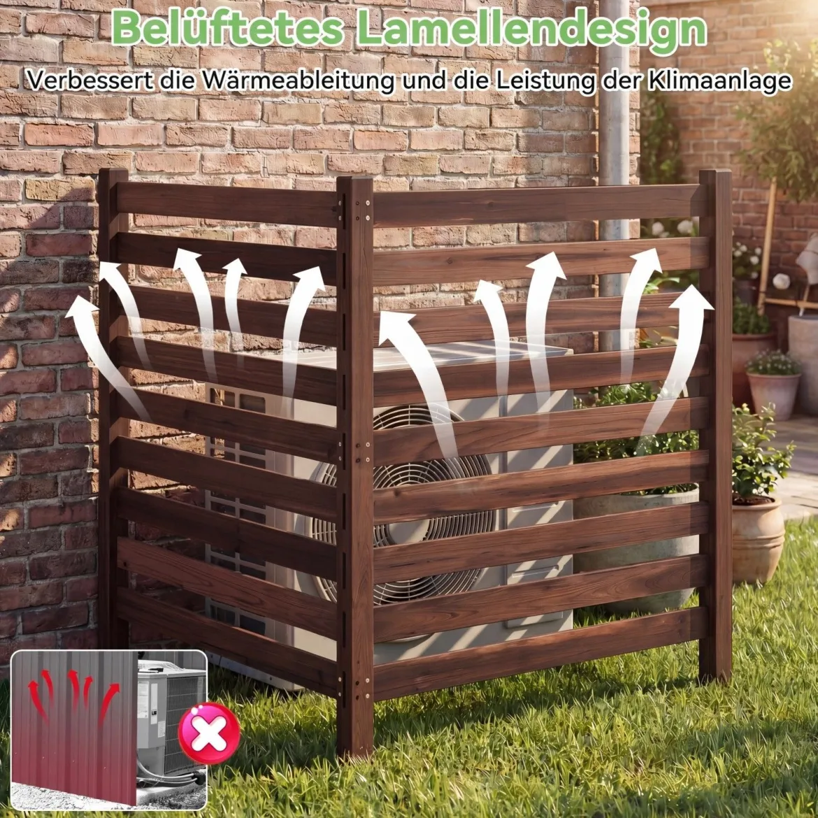 4-teiliger Gartenzaun mit Holzpfählen Sichtschutzzaun Dekorativer Steckzaun Braun