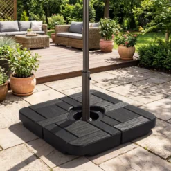 4-Teiliger Schirmständer Wetterfestes Schirmgewicht für Ampelschirm mit Griff Ampelschirmgewicht HDPE Schwarz