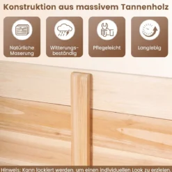 3-Teiliger Sichtschutzzaun aus Tannenholz Gartenzaun für Klimaanlage & Wärmepumpe Natur