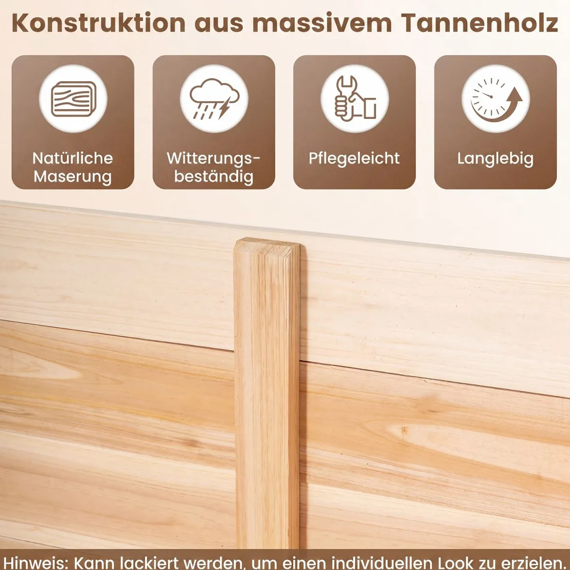 3-Teiliger Sichtschutzzaun aus Tannenholz Gartenzaun für Klimaanlage & Wärmepumpe Natur