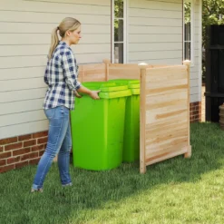 3-Teiliger Sichtschutzzaun aus Tannenholz Gartenzaun für Klimaanlage & Wärmepumpe Natur