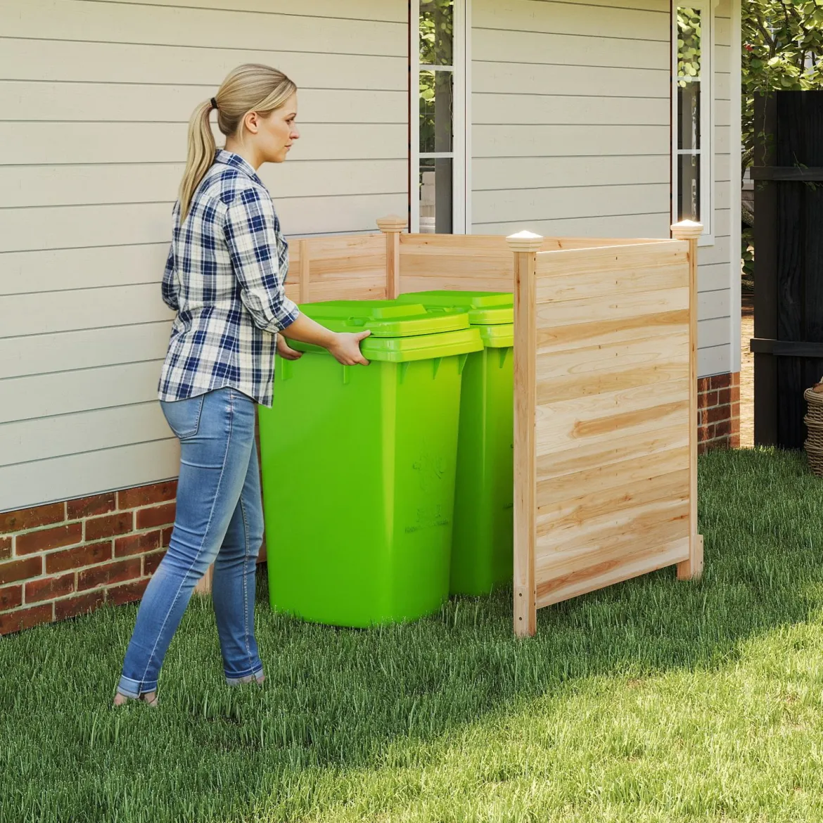 3-Teiliger Sichtschutzzaun aus Tannenholz Gartenzaun für Klimaanlage & Wärmepumpe Natur