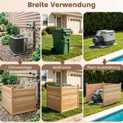 3-Teiliger Sichtschutzzaun aus Tannenholz Gartenzaun für Klimaanlage & Wärmepumpe Natur