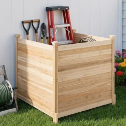 3-Teiliger Sichtschutzzaun aus Tannenholz Gartenzaun für Klimaanlage & Wärmepumpe Natur