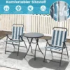 3-teiliges Balkonset Bistrotisch mit 2 Klappstühle Sitzgarnitur mit Robustem Metallgestell