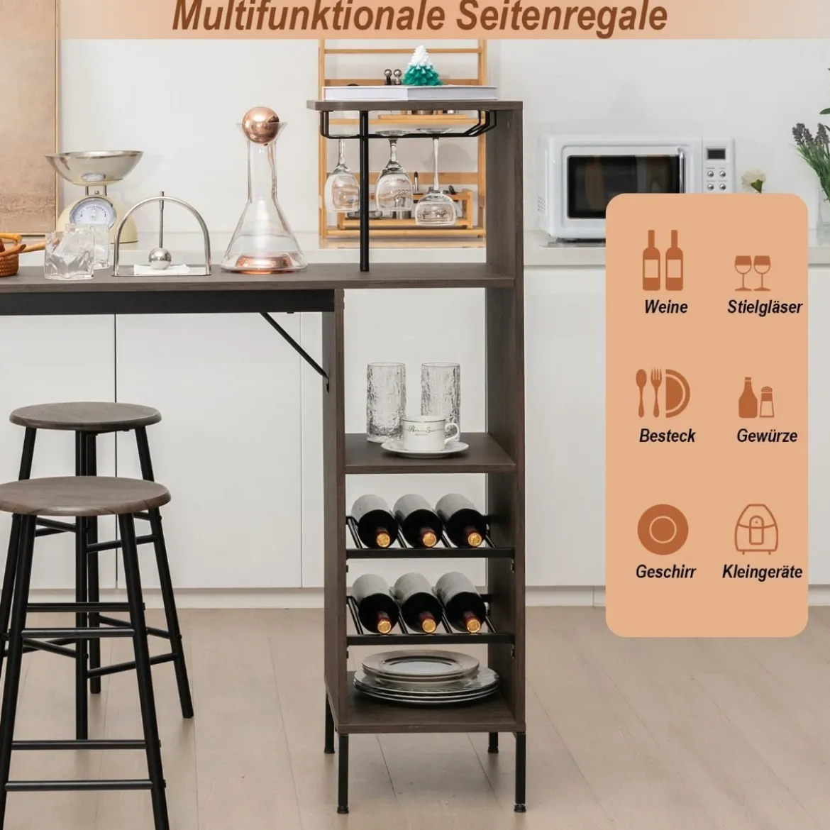 3-Teiliges Bartisch- & Stuhl-Set Esstisch-Set in Thekenhöhe Braun