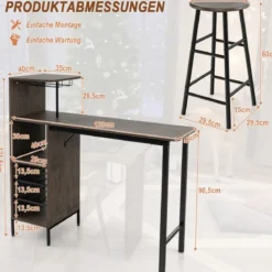 3-Teiliges Bartisch- & Stuhl-Set Esstisch-Set in Thekenhöhe Braun