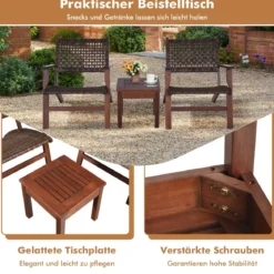 3-Teiliges Bistro-Set aus Eukalyptusholz für den Außenbereich Braun