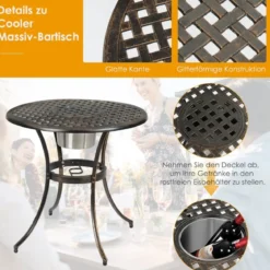 3- Teiliges Bistro-Set aus Gussaluminium für den Außenbereich Antikbronze