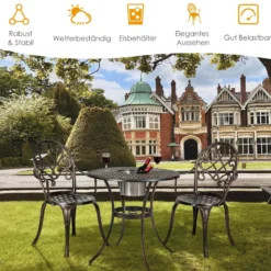 3- Teiliges Bistro-Set aus Gussaluminium für den Außenbereich Antikbronze