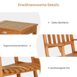 3-Teiliges Bistro-Set mit Schaukelstühlen aus Eukalyptusholz Natur