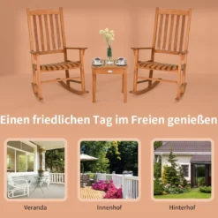 3-Teiliges Bistro-Set mit Schaukelstühlen aus Eukalyptusholz Natur