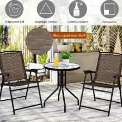 3-teiliges Bistro-Set Patio Set mit 2 Klappstühlen Indoor & Outdoor Möbel-Set Gartenmöbel Bistrotisch