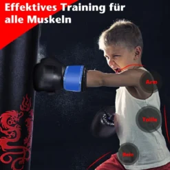5 teiliges Boxsack Set für Kinder mit Boxhandschuhen Springseil Tragetasche Deckenhaken hängendes Boxausrüstung Schwarz