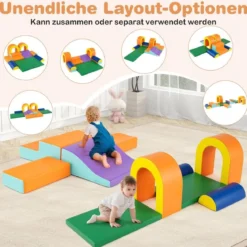 10 Teilige Schaumstoff Bausteine Softbausteine zum Krabbeln Klettern Rutschen, Riesenbausteine Orange