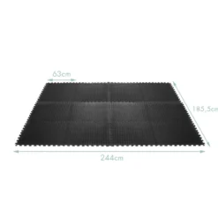 12-teilige Schutzmatte EVA Sportmatte mit Rand Bodenbelag Weichschaum-Puzzleteilmatte Schwarz