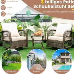 3-Teiliges Drehbares Gartenmöbel-Set für die Terrasse