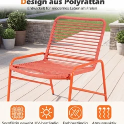 3-Teiliges Gartenmöbel Set Bistro-Set mit 2 Gartenstühle & Beistelltisch Balkonset für 2 Personen