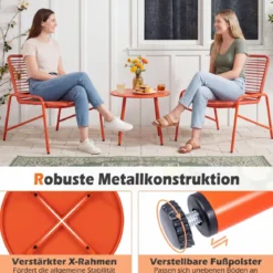3-Teiliges Gartenmöbel Set Bistro-Set mit 2 Gartenstühle & Beistelltisch Balkonset für 2 Personen