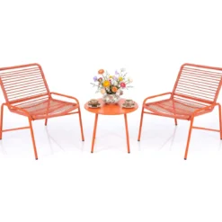 3-Teiliges Gartenmöbel Set Bistro-Set mit 2 Gartenstühle & Beistelltisch Balkonset für 2 Personen