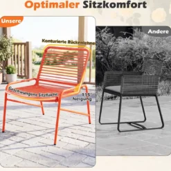 3-Teiliges Gartenmöbel Set Bistro-Set mit 2 Gartenstühle & Beistelltisch Balkonset für 2 Personen