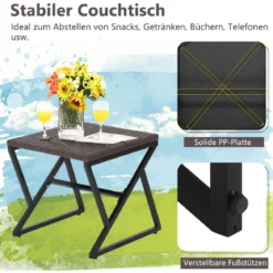 3-Teiliges Gartenmöbel-Set Handgewebte Schaukelstühle & Beistelltisch