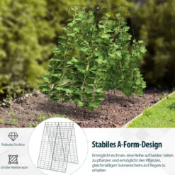 2-Teiliges Grünes Gartenspalier Unterstützung für Kletterpflanzen 122 x 86 cm