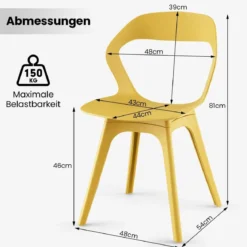 4-teiliges Küchenstuhl-Set Esszimmerstuhl-Set Moderne Stühle 48 x 54 x 81 cm Bunt