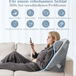 3 Teiliges Keilkissen Set Orthopädisch Air Memory Schaum Lindert Schmerzen Hilft Bei Schnarchen Sodbrennen Grau