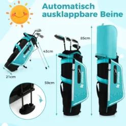 4-teiliges Kinder Golfschläger Set mit Golftasche & Regenhaube für Kinder von 5-7 Jahren Blau