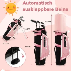 4-teiliges Kinder Golfschläger Set mit Golftasche & Regenhaube für Kinder von 5-7 Jahren Rosa