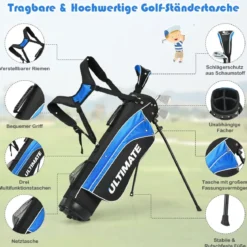 5-teiliges Kinder Golfschläger Set mit Fairway HolzEisen 7, 9 & Putter mit Standtasche für Junior von 8-10 Jahren