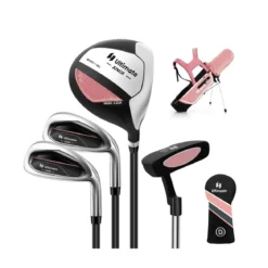 4-teiliges Kinder Golfschläger Set mit Golftasche & Regenhaube für Kinder von 8-10 Jahren Rosa