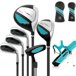 6-teiliges Kinder Golfschläger Set mit Golftasche & Regenhaube für Kinder von 11-13 Jahren Blau