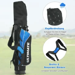 5-teiliges Kinder Golfschläger Set mit Fairway HolzEisen 7, 9 & Putter mit Standtasche für Junior von 11-13 Jahren