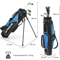 5-teiliges Kinder Golfschläger Set mit Fairway HolzEisen 7, 9 & Putter mit Standtasche für Junior von 11-13 Jahren