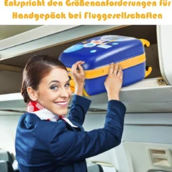 2-teiliges Kinderkoffer-Set mit Astronautenmuster Rucksack & Koffer 27 x 20 x 43 cm Dunkelblau