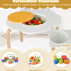 5 Teiliges Kinder Tisch Stuhl Set in Blumenform mit Stauram Kindersitzgruppe Maltisch aus Holz