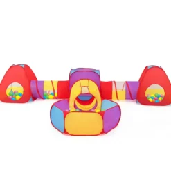 7 teiliges Kinderzelt Spielzelt & Tunnel Spielhaus mit 200 Marine Bälle Bunt