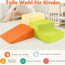 5-teiliges Kletter- & Krabbelspielset weiche Kletterblöcke mit Bällebad (ohne Bälle) maschinenwaschbaren Bezüge Bunt